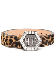 Philipp Plein Hexagon leopard-print belt - Braun