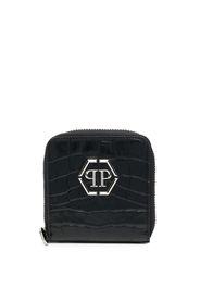 Philipp Plein mini crocodile-embossed leather wallet - Schwarz