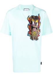 Philipp Plein T-Shirt mit verziertem Hawaii-Motiv - Blau