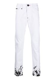 Philipp Plein Slim-Fit-Jeans mit grafischem Print - Weiß