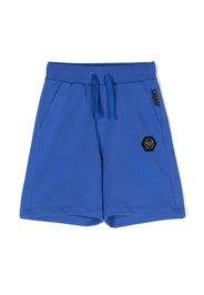 Philipp Plein Junior Shorts mit Logo-Patch - Blau