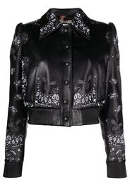 Philipp Plein Lederjacke mit Bandana-Stickerei - Schwarz