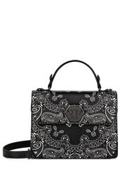 Philipp Plein medium Superheroin paisley leather bag - Schwarz