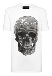 Philipp Plein crystal-embellished skull cotton T-shirt - Weiß