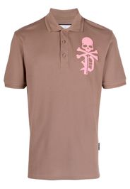 Philipp Plein Poloshirt mit Skull and Bones-Print - Braun