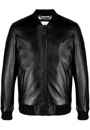 Philipp Plein Skull and Bones Lederjacke - Schwarz