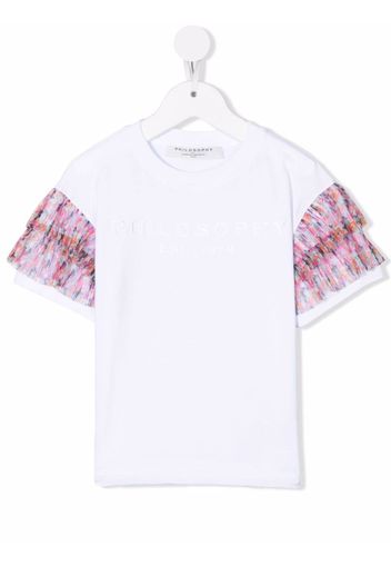 Philosophy Di Lorenzo Serafini Kids ruffle-sleeve cotton T-shirt - Weiß