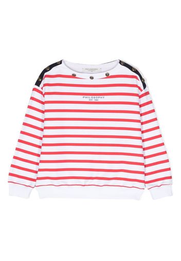 Philosophy Di Lorenzo Serafini Kids stripe-pattern logo-print sweatshirt - Weiß