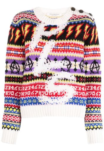 Philosophy Di Lorenzo Serafini Punk Vibes intarsia-knit jumper - Weiß