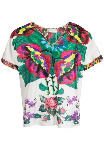 Pierre-Louis Mascia Briancon floral-print silk top - Grün