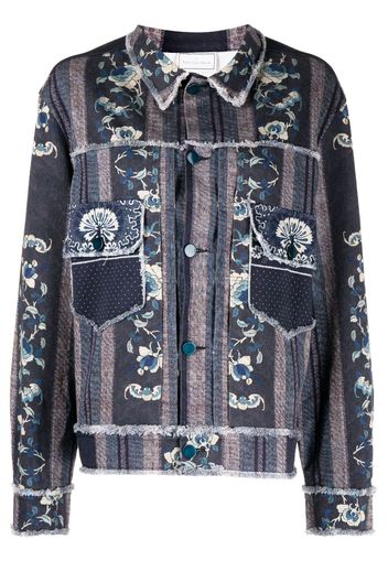 Pierre-Louis Mascia Drappa Jeansjacke mit Blumen-Print - Blau