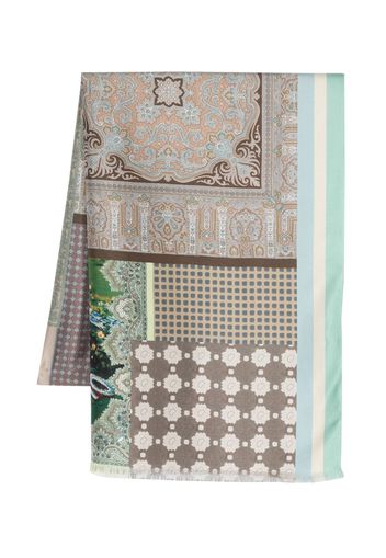 Pierre-Louis Mascia Aloe patchwork-pattern silk scarf - Grau