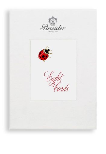 Pineider Set aus acht Karten mit Käfer - Weiß