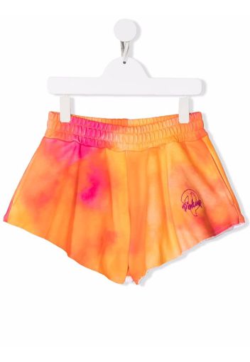 Pinko Kids embroidered-logo flared shorts - Orange