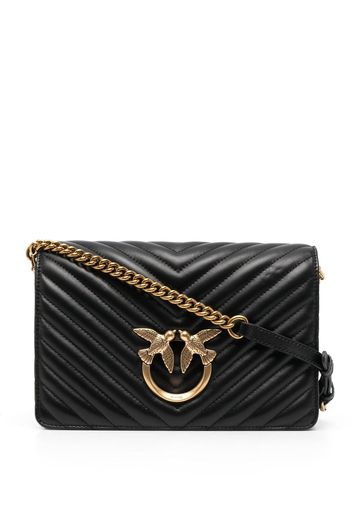 PINKO logo-plaque quilted cross-body bag - Schwarz