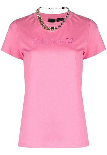 PINKO T-Shirt mit Logo-Stickerei - Rosa