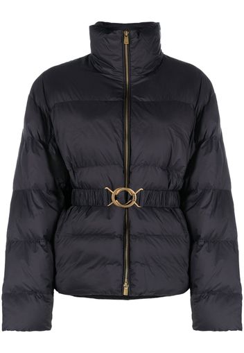 PINKO logo print collar puffer jacket - Schwarz