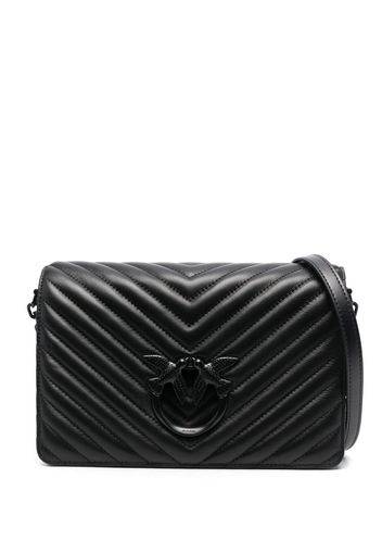 PINKO Love chevron-quilted crossbody bag - Schwarz