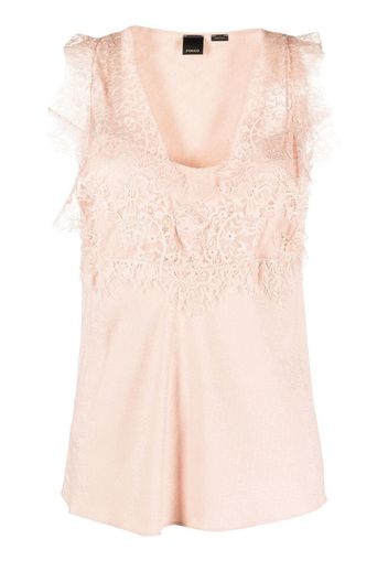 PINKO semi-sheer lace-panelled top - Rosa