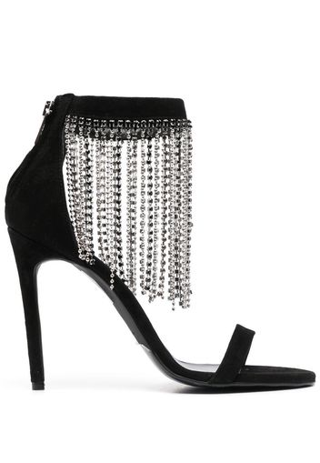 PINKO rhinestone-fringe suede sandals - Schwarz