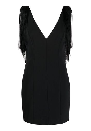 PINKO fringed V-neck minidress - Schwarz