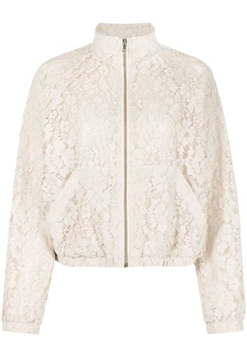 PINKO floral-lace bomber jacket - Nude