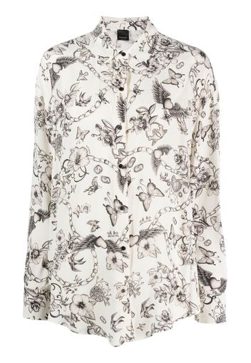 PINKO graphic-print long-sleeve shirt - Nude