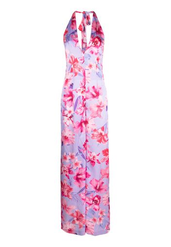 PINKO floral-print satin jumpsuit - Violett