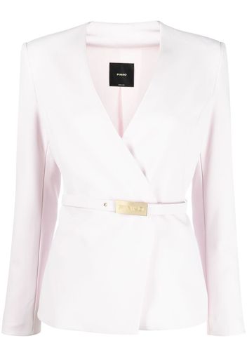 PINKO logo-buckle belted blazer - Rosa