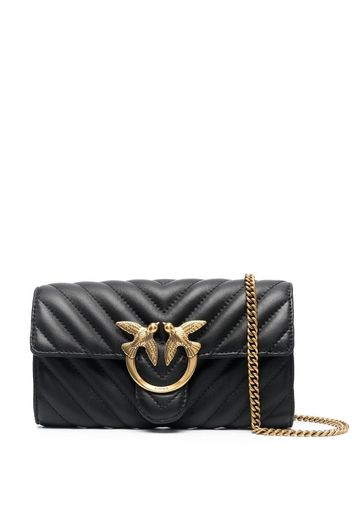 PINKO logo-plaque matelassé shoulder bag - Schwarz