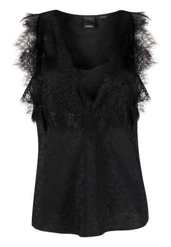 PINKO lace-trim jacquard blouse - Schwarz