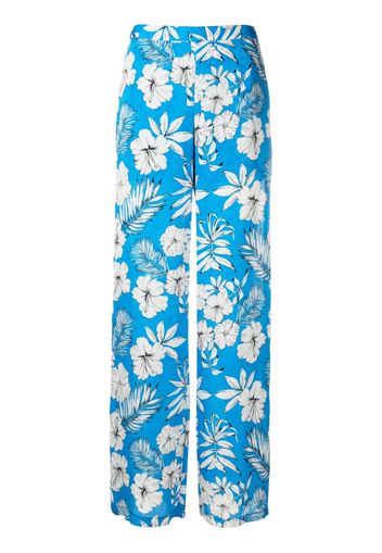 PINKO floral-print wide-leg trousers - Blau