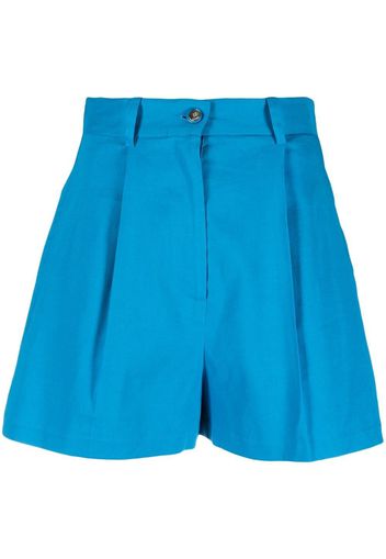 PINKO high-waist linen-blend shorts - Blau