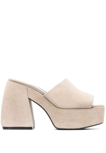 PINKO 125mm chunky suede mules - Nude