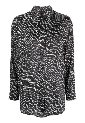 PINKO logo-print spread-collar shirt - Schwarz