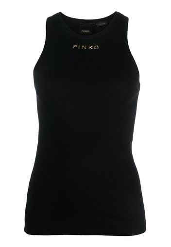 PINKO logo-embossed cotton tank top - Schwarz