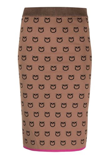 PINKO logo-print knitted fitted skirt - Braun