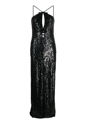 PINKO sequinned halterneck maxi dress - Schwarz