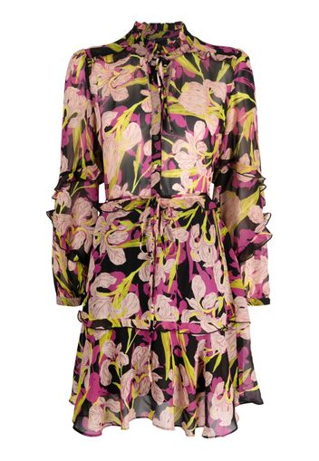 PINKO floral-print ruffled minidress - Schwarz