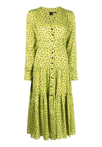 PINKO polka dot-print tiered midi dress - Grün