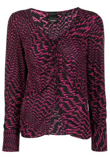 PINKO logo-print long-sleeve blouse - Schwarz