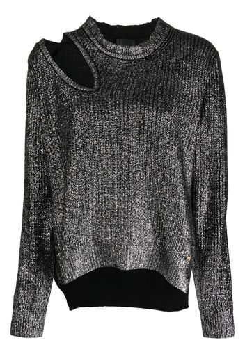 PINKO cut-out metallic-ribbed jumper - Schwarz