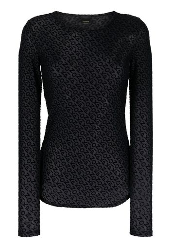 PINKO logo-jacquard semi-sheer T-shirt - Schwarz