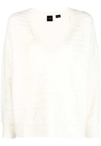 PINKO Intarsien-Pullover mit V-Ausschnitt - Weiß