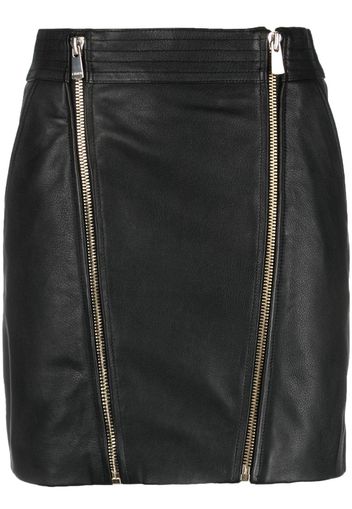 PINKO zip-up leather miniskirt - Schwarz