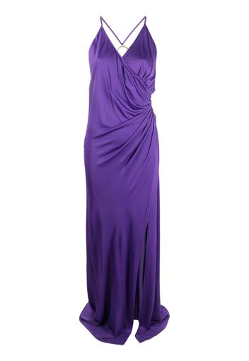 PINKO side-slit ruched sleeveless gown - Violett