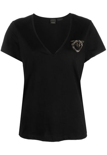 PINKO logo-embellished cotton T-shirt - Schwarz