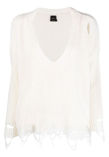 PINKO Pullover im Distressed-Look - Weiß