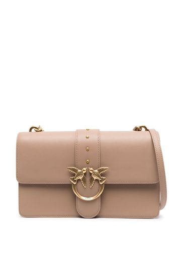 PINKO Love leather crossbody bag - Nude