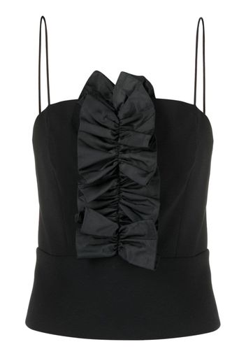 PINKO ruffled-trim spaghetti-strap top - Schwarz